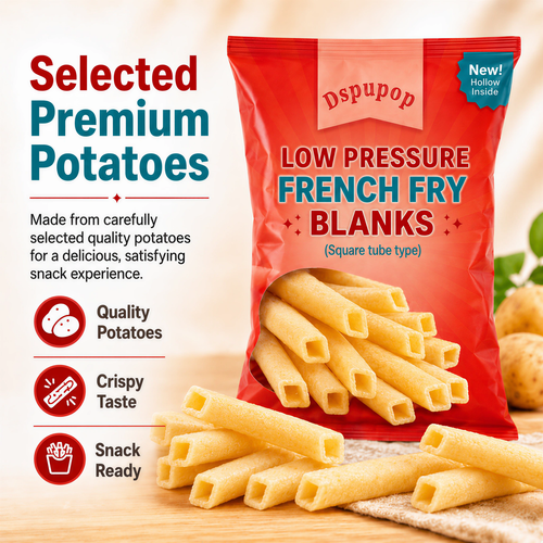 Dspupop Fries,Puffed Snack With a Crispy Texture, Perfect for Family Snacks, Party Appetizers, Restaurant Sides, and Family Gatherings,3.5 oz Per Bag (2, Square)