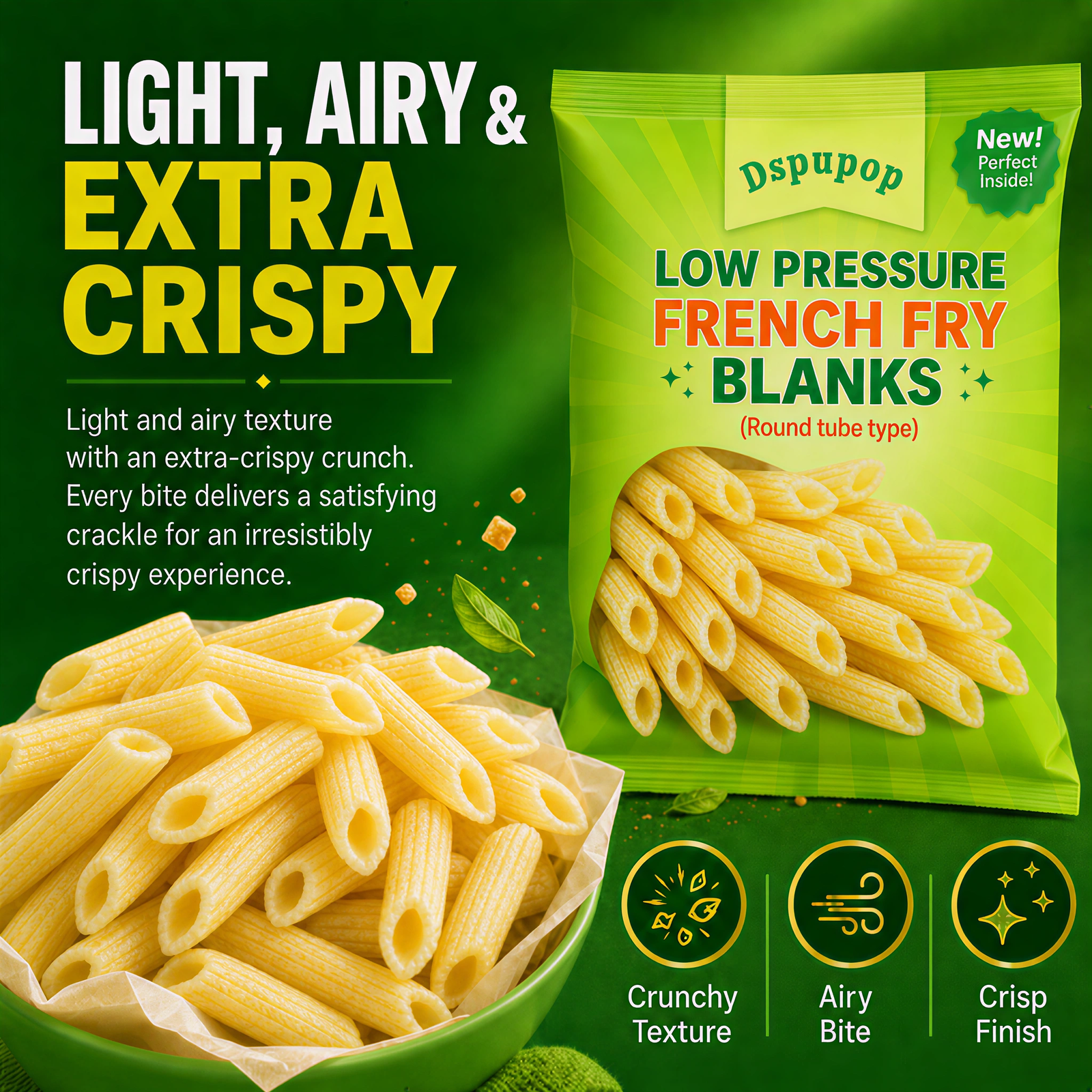 Dspupop Fries,Puffed Snack With a Crispy Texture,  (2, Round)