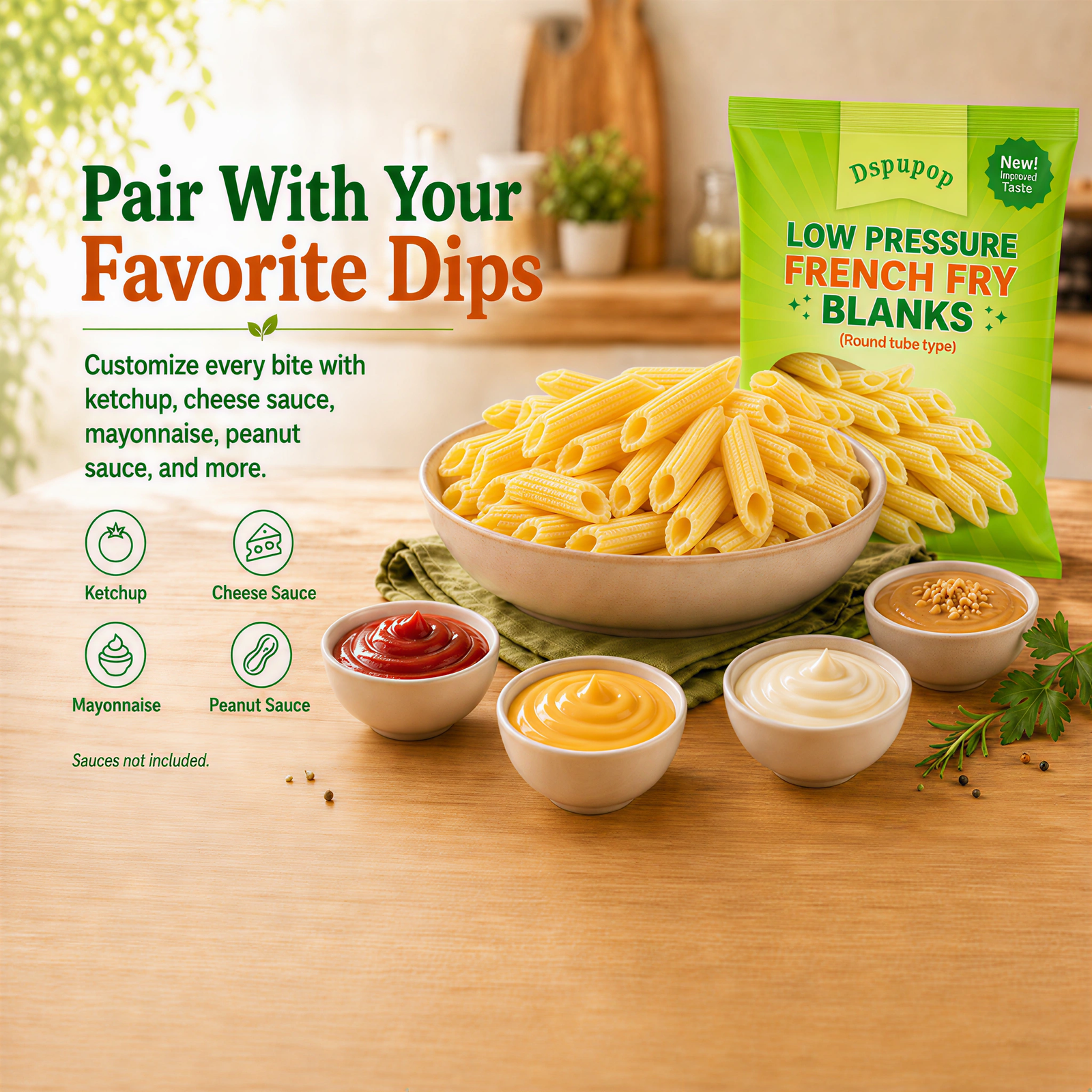 Dspupop Fries,Puffed Snack With a Crispy Texture,  (2, Round)