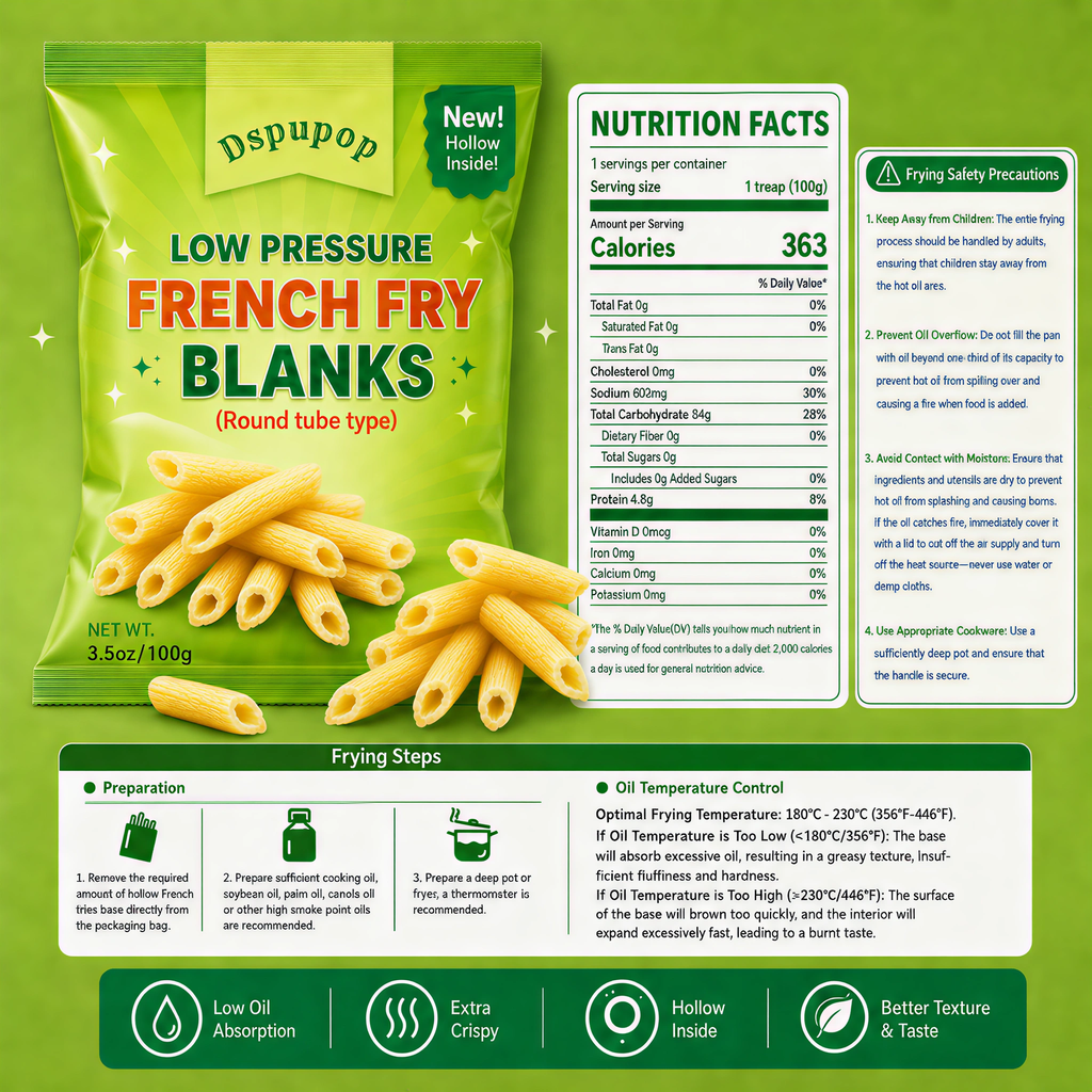 Dspupop Fries,Puffed Snack With a Crispy Texture,  (2, Round)