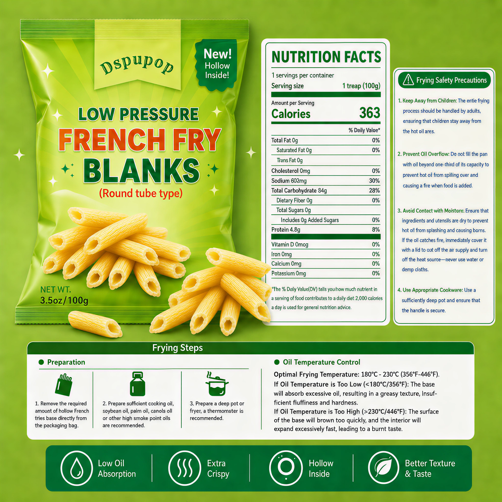 Dspupop Fries,Puffed Snack With a Crispy Texture,  (2, Round)